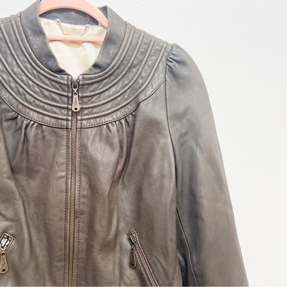 Doma Brown Leather Zipper Jacket - Picture 2 of 14